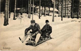 1909 Tátra, Magas-Tátra, Vysoké Tatry; Bobsleigh, winter sport / téli sport, két személyes kormányozható szánkó. Ed. Feitzinger 1010. (EK)