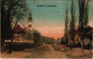 Daruvár, Daruvar; utca, templom. Wágner "Hangszerkirály" reklám a hátoldalon / street view, church, advertisement on the backside