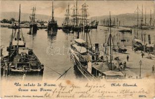 1901 Fiume, Rijeka; Molo Adamich / port, steamships (fl)