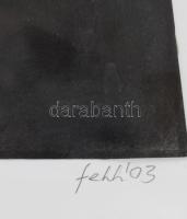 feLugossy László (1947-): Kezes-lábas, 2003. Vegyes technika, papír, jelzett. Üvegezett fakeretben. ...