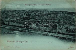 1900 Budapest V. Látkép madártávlatból, Erzsébet híd nélkül (EK)