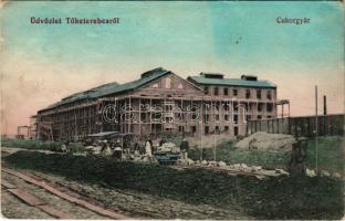 1912 Tőketerebes, Trebisov; cukorgyár, iparvasút. Rosenbaum Sándor kiadása / sugar factory, industrial railway (ázott / wet damage)