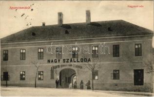 1916 Aranyosmarót, Zlaté Moravce; Nagy szálloda, Kőbányai király sör csarnok. Brunczlik Imre kiadása / hotel and beer hall