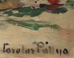 Pállya Carolus (1875-1930): Vásári jelenet. Olaj, karton, jelzett, 19×13 cm