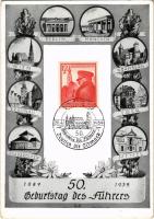 1889-1939 50. Geburtstag des Führers / 50. Birthday of Adolf Hitler. Walter Goecks Art Nouveau montage + So. Stpl