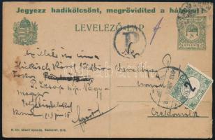 1918 8f díjjegyes levelezőlap 2f portóval