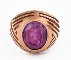 14K arany (Au) gyűrű mesterséges rubinnal, jelzett br 7,9 g m: 57