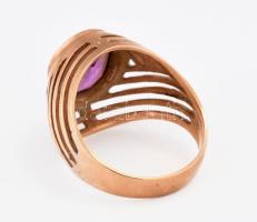 14K arany (Au) gyűrű mesterséges rubinnal, jelzett br 7,9 g m: 57