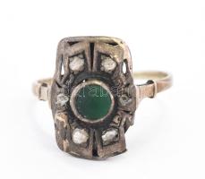 2 db régi gyűrű 8-10K arany (Au) egyiken ezüst foglalattal, kövekkel ékítve,jelzettek br 3,51 g