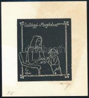 Dégi Lajos (-): Ex libris Szilágyi Magdolna. Horganymetszet, papír, jelzett. 6,5x6 cm