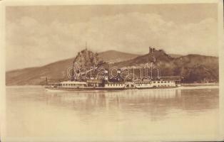 Pozsony Dévény castle ruins, Árpád statue with the steamship Szentistván (EK)