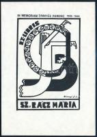 Dinnyés Ferenc (1886-1958): Ex libris Sz. Rácz Mária (art deco könyvjegy). Vonalas klisé, papír, jelzett a klisén, 10,5x7 cm