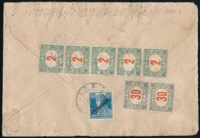 1920 Levél 25f bérmentesítéssel és 70f portóval (sérült boríték / damaged envelope)