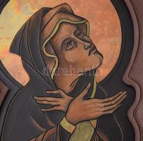 HP jelzéssel: 3 db Ikon. Bőr. keretben , 23,5x19cm Egyik hátoldalán Képcsarnokos címkével. Szép álla...