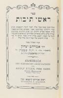 Adolf Stern: Sefer Rashe Tevot. Handbuch der Hebraischen Abbreviaturen von - -. Prim Rabin. Orastie (Szaszvaros.) Sighetul-Marmatiei (Máramarossziget), 1926, A. Kaufman, 8+271 p. Héber nyelven. Aranyozott egészvászon-kötés.