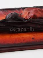 Oláh Sándor (1959-): Ébredő akt. Bőr kép, plasztika. Jelezve jobbra lent a képen és a hátoldalán bél...