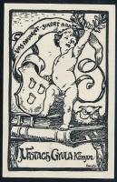 Éder Gyula (1875-1945): Vastagh Gyula könyve, XX. sz. eleje. Klisé, papír, jelzett a klisén, 10×6 cm