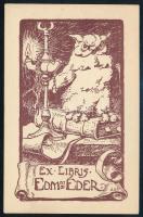 Éder Gyula (1875-1945): Ex libris Edmundi Éder (Éder Ödön), XX. sz. eleje. Vonalas klisé, papír, jel...