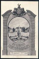 Farkas Dezső (1905-?), Révész Kornél (1885-1944): Ex libris Horthy Miklós. Nyomat, papír, jelzés nélkül. Lap alján apró javított szakadással. 11×7,5 cm.
