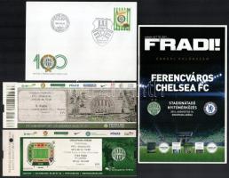 Fradi tétel, 4 db: 2014 Ferencváros - Chelsea FC stadionátadó nyitómérkőzés különszám és belépőjegy + 2013 FTC - Kolozsvár mérkőzés belépőjegy + 1999 "100 éves a Ferencvárosi Torna Club" FDC