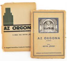 Geyer József: Az orgona I-II. köt. Bp.-Szeged, 1931-1933, Szegedi Katolikus Tudosító, 144+3 p.+7 t.; 142+2 p. Kiadói papírkötés, az I. kötet borítója szakadozott, a II. kötet borítója sérült a könyvtest szétvált és elvált a borítótól.