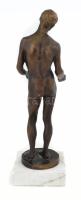 Martsa István (1912-1978): Férfi akt. Bronz, mészkő z talapzaton. Jelzés nélkül. 23 cm 