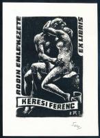 Fery Antal (1908-1994): Ex libris Keresi Ferenc. Fametszet, papír, jelzett. 9x6 cm.