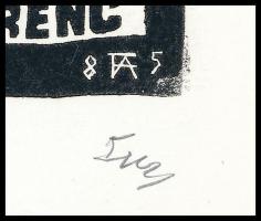 Fery Antal (1908-1994): Ex libris Keresi Ferenc. Fametszet, papír, jelzett. 9x6 cm