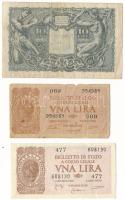 Olaszország 1944. 1L (2x) + 10L T:F szép papír, VG Italy 1944. 1 Lira (2x) + 10 Lire C:F fine paper, VG Krause P#29, P#32