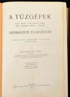 Jalsoviczky Géza: A tűzgépek szerkezete és kezelése. (Gáz, benzin s más hasonló melegfejtő anyaggal dolgozó mótorok.) Felsőipariskolai tanulók, tanfolyam-hallgatók, mótortulajdonosok és kezelők számára. Bp.,1905, "Pátria", VII+351+2 p. +I-III,V-XV t. Első kiadás. Fekete-fehér szövegközti illusztrációkkal. Átkötött félvászon-kötés, kopott borítóval, foltos lapokkal, egy lap szélén kis szakadással, egy melléklet hiányzik.