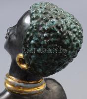 Art deco fekete néger nő félakt. Mázas kerámia, jelzés nélkül, hibátlan 24 cm