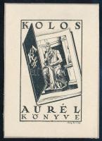 Fery Antal (1908-1994): Kolos Aurél könyve, 1938. Klisé, papír, jelzett a klisén. Teteje kartonra kasírozva. 7x4 cm.