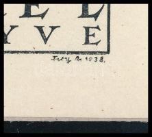 Fery Antal (1908-1994): Kolos Aurél könyve, 1938. Klisé, papír, jelzett a klisén. Teteje kartonra ka...