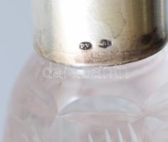 6 darab kristály italos pohár ezüst (Ag) talpazatban, jelzett, egyiken lepattanás, m: 9 cm