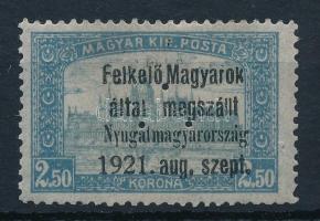 Nyugat-Magyarország I. 1921 Parlament 2,50K hármaslyukasztással, Bodor vizsgálójellel (45.000)