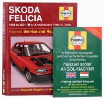 Skoda Felicia. 1995 to 2001. (M to X registration) Petrol &amp; Diesel. Haynes Service and Repair Manual. Sparkford, 2001, Hanyes. Kiadói kartonált papírkötés. + Haynes Angol-magyar műszaki szótár.