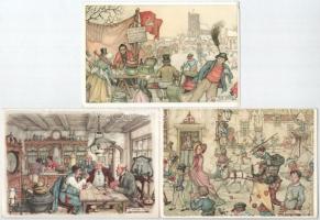 6 db MODERN művészlap képeslapfüzetből / 6 modern art postcards from postcard booklet s: Anton Pieck