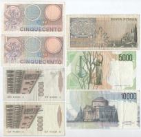 Olaszország 1974-1976. 500L (2xklf) + 1982. 1000L (2x) 1983. 2000L + 1984. 10.000L + 1985. 5000L T:F...