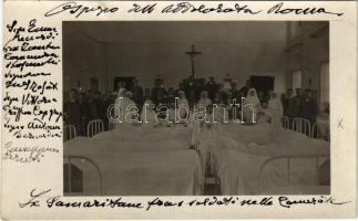 Roma, Ospizio dell'Addolorata / WWI Italian military hospital, interior with soldiers and nurses. photo (lyuk / hole)