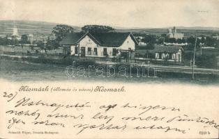 Késmárk railway station with the evangelic church