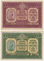 Olaszország / Velence / Osztrák-magyar megszállás 1918. 1L + 2L T:F szép papír, ragasztónyom Italy / Venice / Austro-hungarian occupation 1918. 1 Lira + 2 Lire C:F fine paper, gluemark Krause P#M4, P#M5