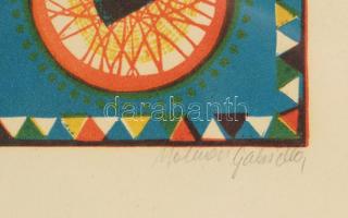 Molnár Gabriella (1940-): Bohóc. Linómetszet, papír, jelzett sorszáozott 88/100 Üvegezett keretben 3...