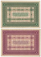 Olaszország / Velence / Osztrák-magyar megszállás 1918. 1L + 2L T:XF, sarokhajlás
Italy / Venice / ...