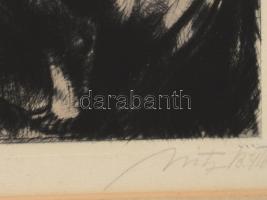 Uitz Béla (1887-1972) : Női akt (1916). Rézkarc, papír, jelzett, üvegezett fakeretben, 24×17 cm / Et...