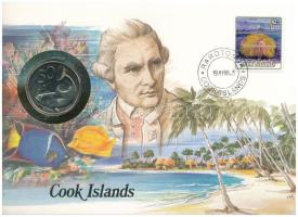 Cook-szigetek 1987. 50c Cu-Ni felbélyegzett borítékban, bélyegzéssel, német nyelvű leírással T:UNC Cook Islands 1987. 50 Cent Cu-Ni in envelope with stamp, with German description C:UNC