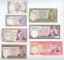 Pakisztán 1984-2009. 1R - 100R (7xklf) T:AU-F, tűzőgéplyukak Pakistan 1984-2009. 1 Rupee - 100 Rupee (7xdiff) C:AU-F, stapler holes