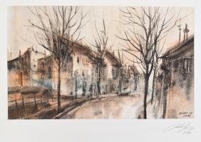 Balázs György (1927-2015): Utcarészlet 1995. Akvarell, papír, jelzett, paszpartuban. 19,5x32 cm