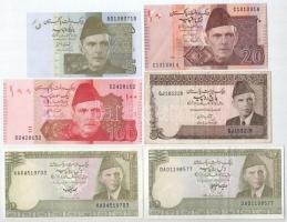 Pakisztán 1976-2008. 5R - 100R (6xklf) T:AU-F, tűzőgéplyukak Pakistan 1976-2008. 5 Rupees - 100 Rupees (6xdiff) C:AU-F, stapler holes