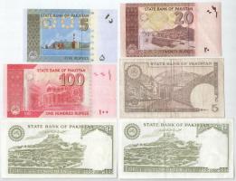 Pakisztán 1976-2008. 5R - 100R (6xklf) T:AU-F, tűzőgéplyukak
Pakistan 1976-2008. 5 Rupees - 100 Rup...