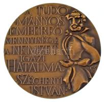 Csíkszentmihályi Róbert (1940-2021) 1975. "A Magyar Tudományos Akadémia 150. évfordulója 1825-1975 / A tudományos emberfő mennyisége a nemzet igazi hatalma - Széchenyi István" kétoldalas bronz emlékérem tokban (70mm) T:UNC